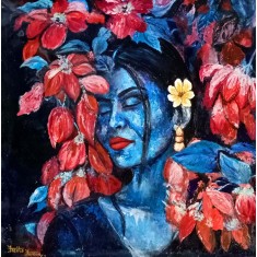 Fasiha Farooq, A Flower Of Hope, 24 x 24 inch, Acrylic on Canvas, Figurative Painting, AC-FFQ-003 Fasiha Farooq, A Flower Of Hope, 24 x 24 inch, Acrylic on Canvas, Figurative Painting, AC-FFQ-003